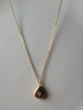 Gold Stainless Steel Tear Drop Pendant